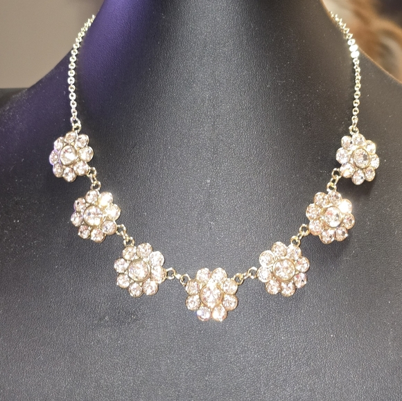 Vintage Signed NWT Rhinestone Necklace 14in, Pist Earrings, Ring SZ 6 Set - Picture 7 of 7